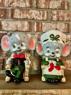 Vintage Grandma and Grandpa Christmas Mice